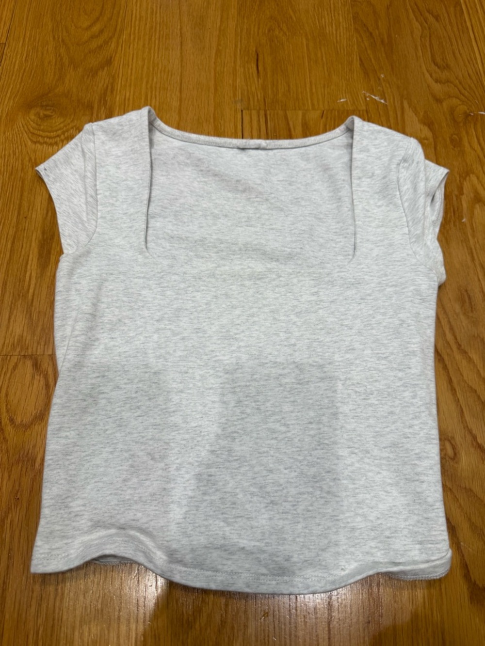 Garage Light Gray Square Neck Short Sleeve Tee